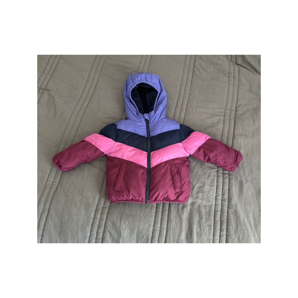 Swiss Tech Chevron Hooded Puffer Kids Jacket Size 18M Multi Color